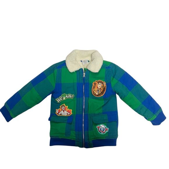 Disney Toy Story 4 Woody Forky Plaid Sherpa Jacket Size 5/6 - Picture 1 of 9